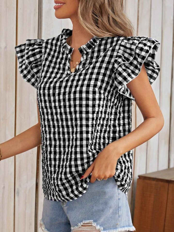 Gingham ruffle blouse — additional view 12