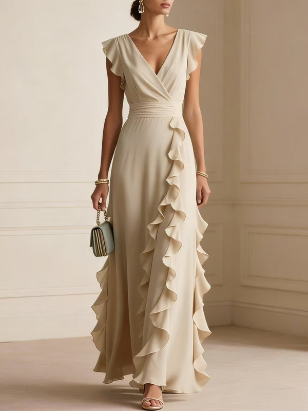 Ruffle sleeveless V-neck maxi dress view 10