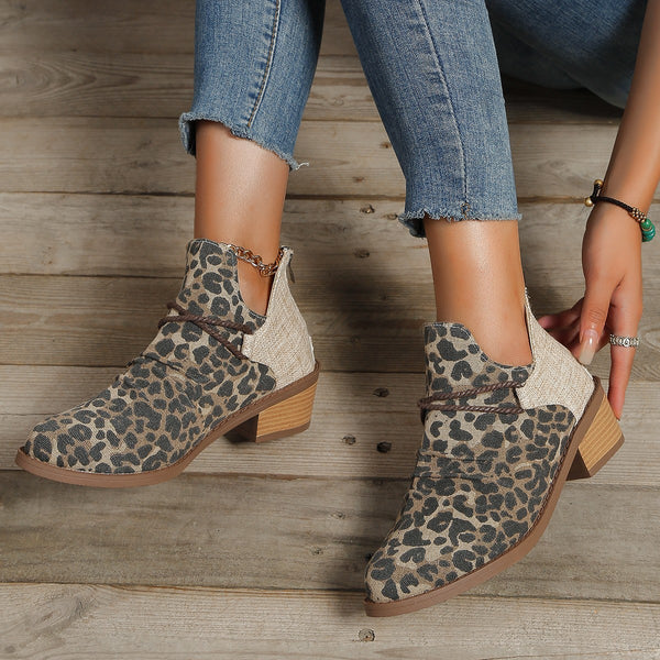 Blue suede-look pointed toe booties
