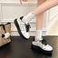 Double shoelace detail on platform sneakers
