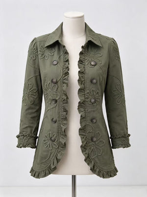 Ruffled lapel blazer with floral detail and A-line tailoring, image 9