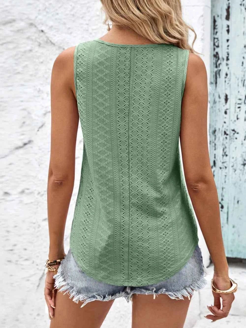 Eyelet wide strap tank top — additional view 9