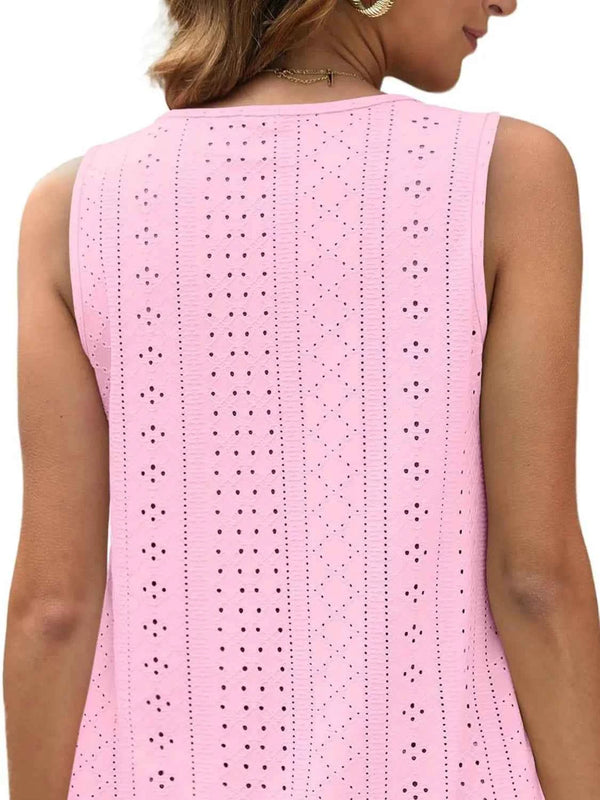 Eyelet scoop neck tank top — additional view 3