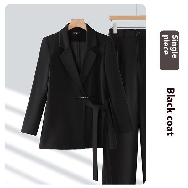 Women's Suit Collar Blazer & Wide-Leg Pants Two-Piece Set, front product view