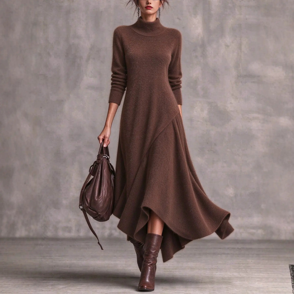 Knit Patchwork Loose-Fit Dress additional product view