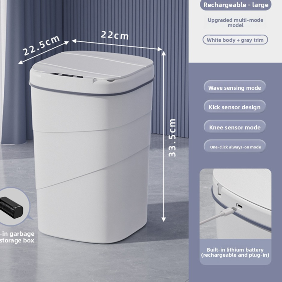 Trash can shown with lid closed