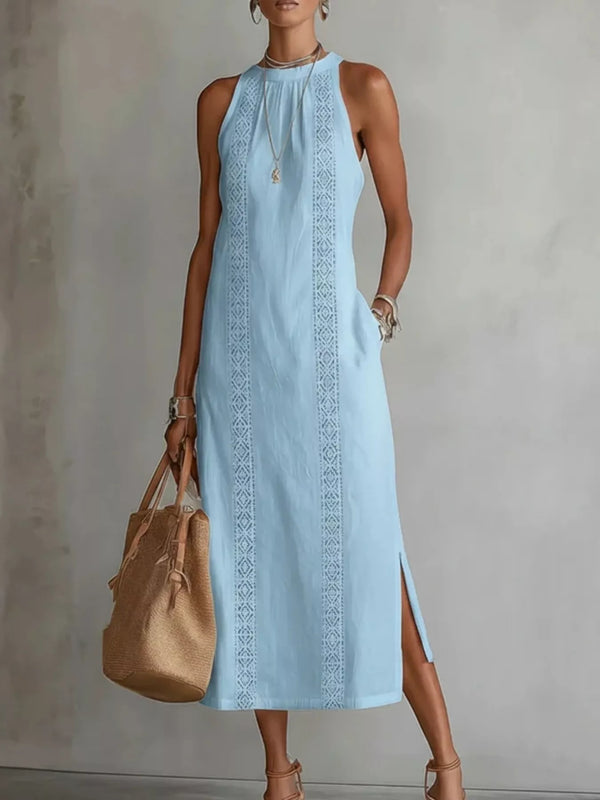 Full Size Sleeveless Lace Trim Midi Dress Plus Size — additional view 5