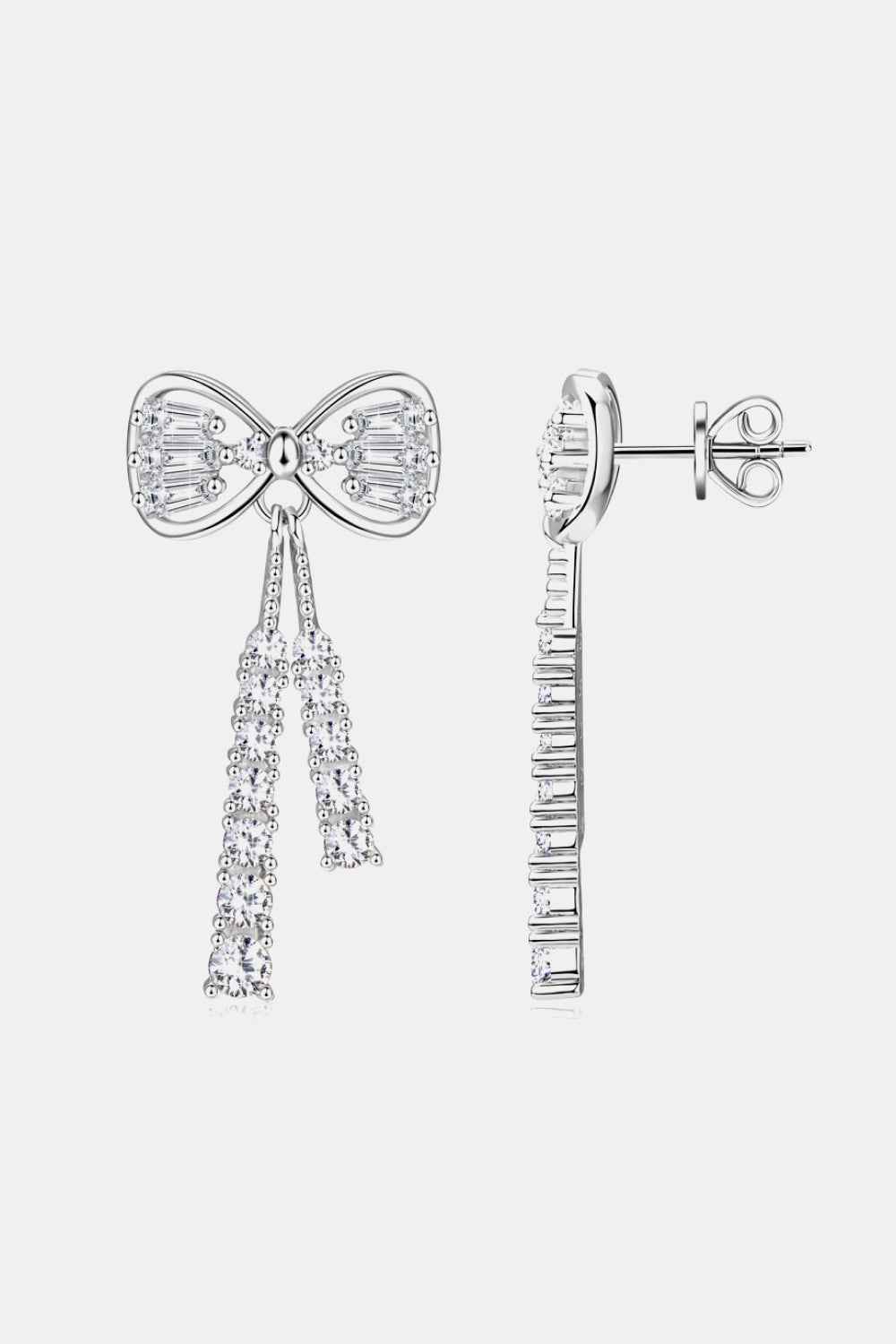 Cubic zirconia bow stud earrings 1.12 carat in silver-plated alloy — additional view 6