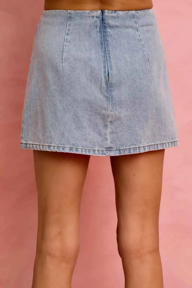 Lace trim denim mini skirt — additional view 5