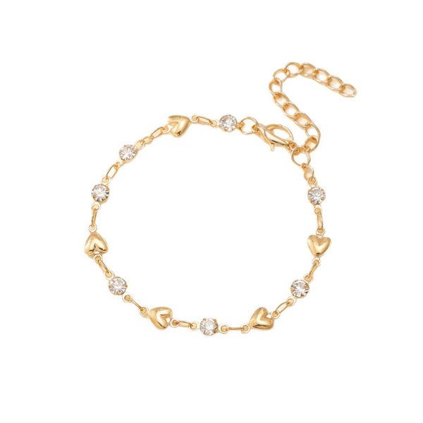 Cubic zirconia heart bracelet layered styling - view 6