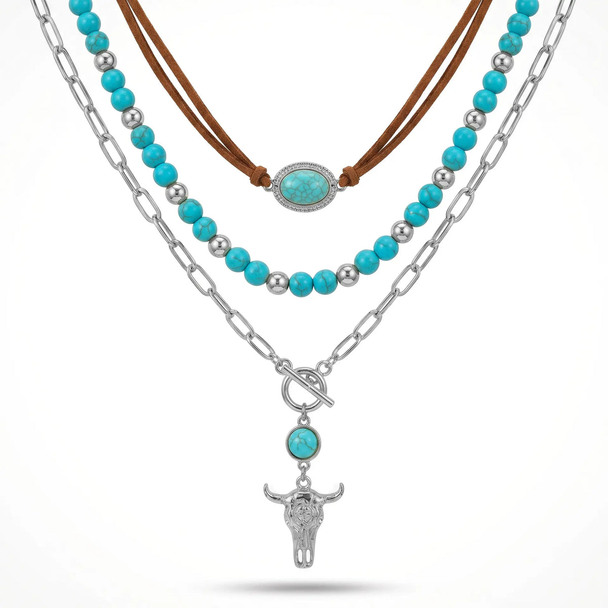 Turquoise Inlay Bohemian Floral Statement Necklace product image