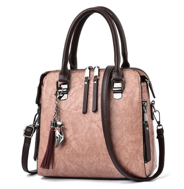 Vintage PU Leather Tassel Top-Handle Tote Bag for Women, product view 7
