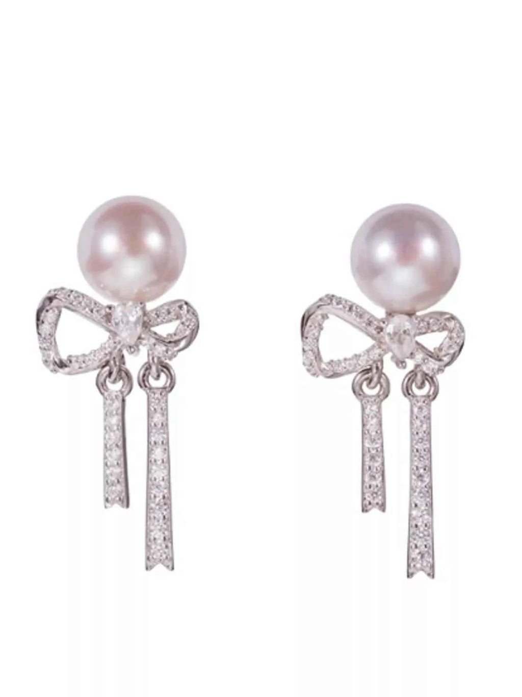 Pearl bowknot drop earrings — additional view 4