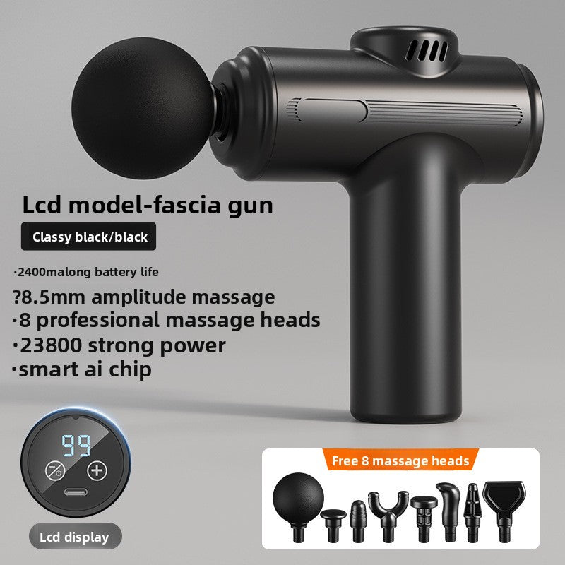 Massage gun shown from back angle