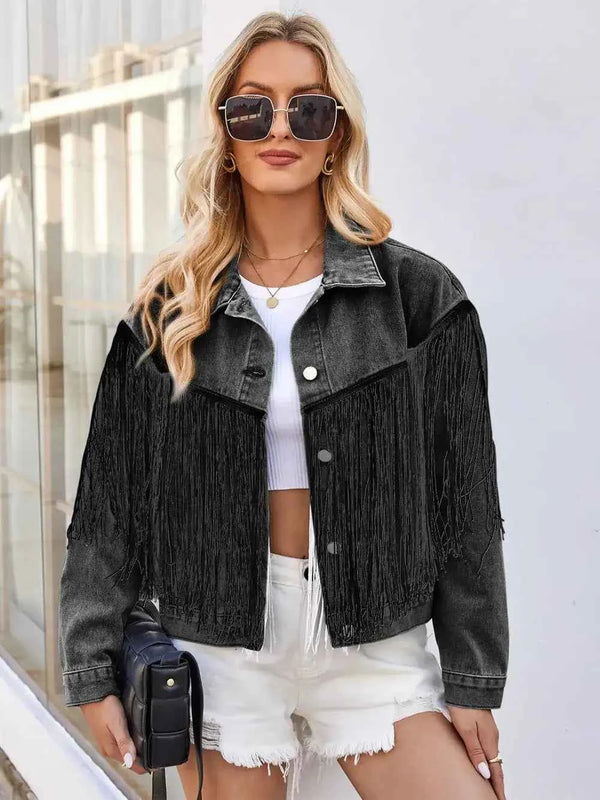 Tassel button-up denim jacket — additional view 6