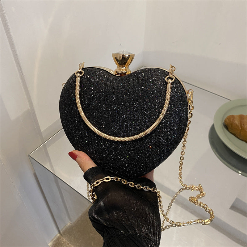 Heart Shape Metal Clutch Bag with Chain Strap, product view 10