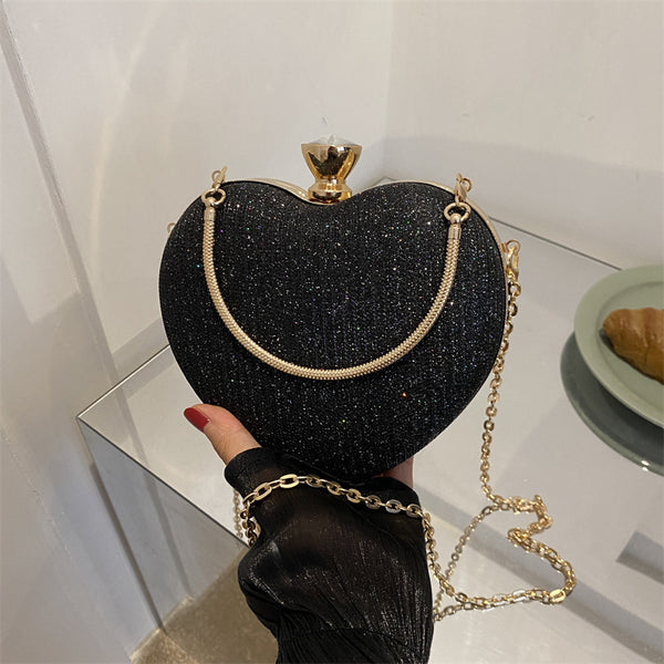 Heart Shape Metal Clutch Bag with Chain Strap, product view 10