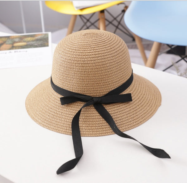 Women's Foldable Straw Sun Hat with Bow-Splashis, alternate view 7