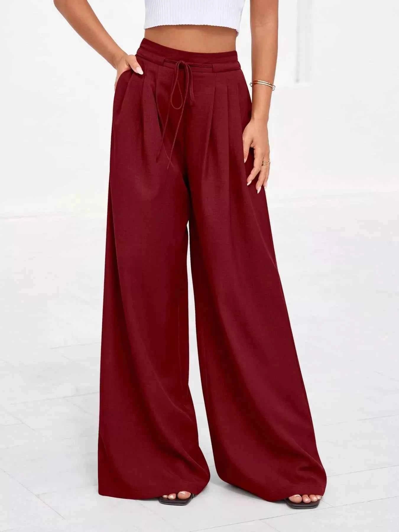 Plus size high-waisted wide-leg pants — additional view 10