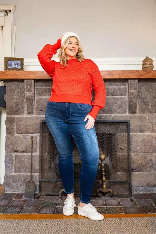 Plus size washed thermal skinny jeans — additional view 11