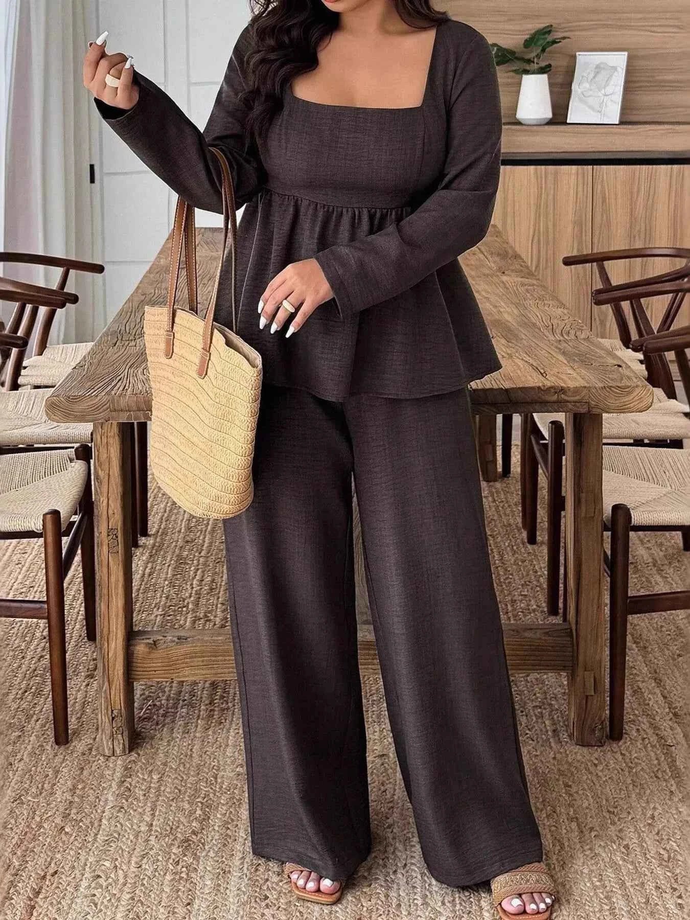 Plus size long sleeve two-piece set — additional view 3