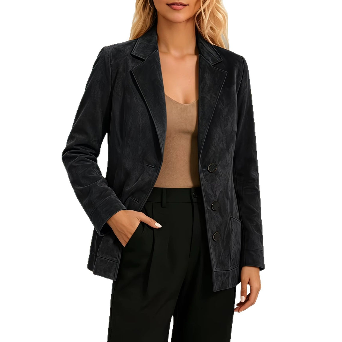 Mid-length lapel blazer for women, image 3