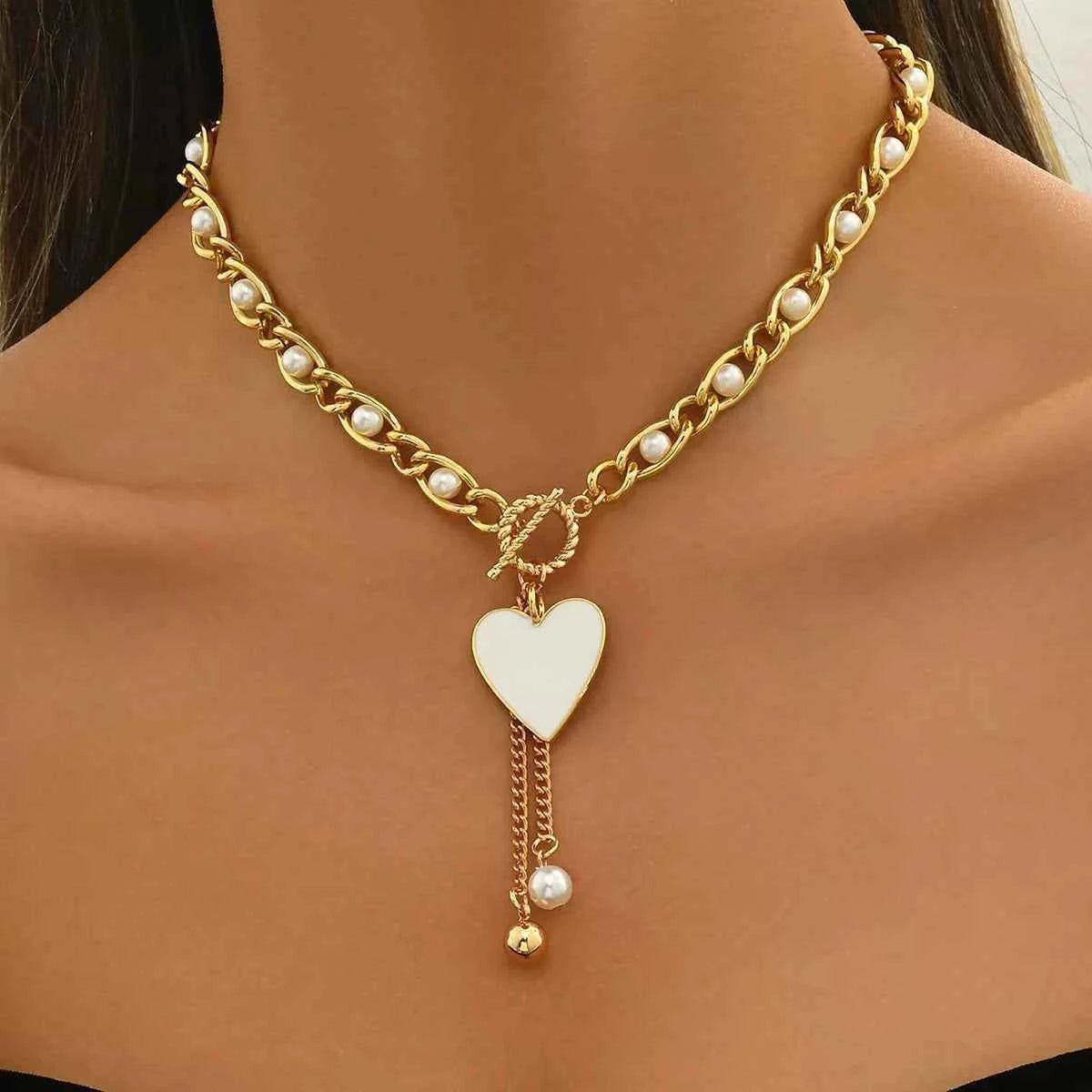 Pearl Heart Necklace 18K Gold-Plated Secondary image