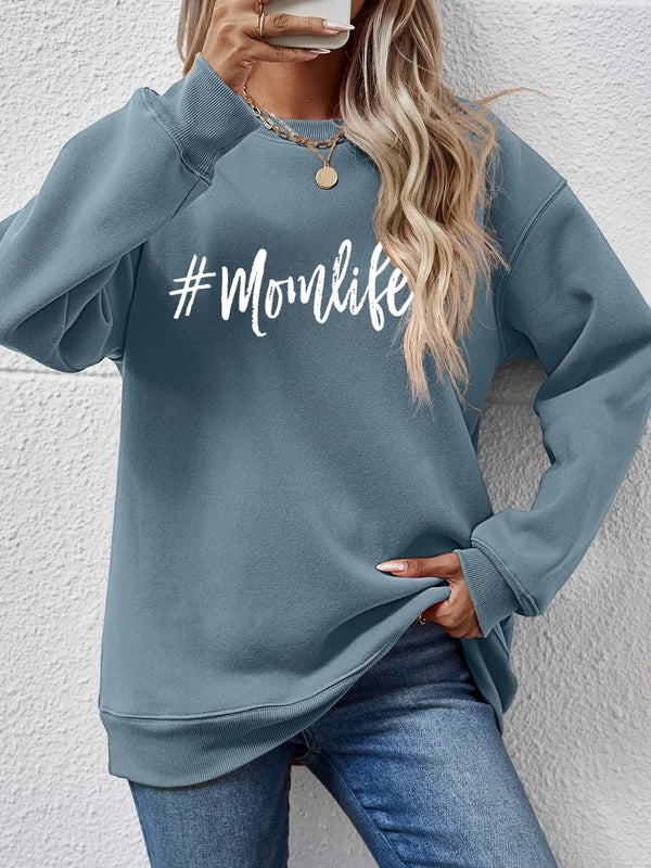 Letter Graphic Round Neck Sweatshirt view 4