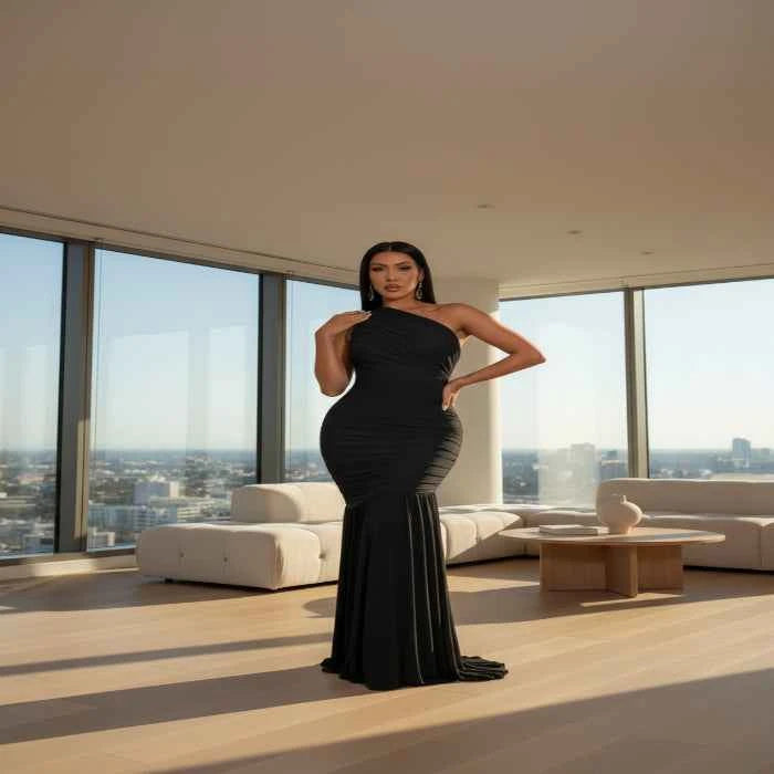 One-shoulder maxi dress — primary view Main image