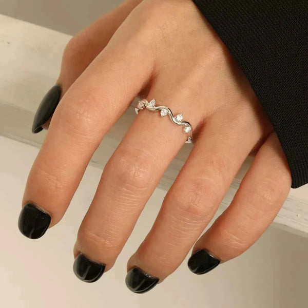 Zircon wave ring in silver-plated alloy — additional view 2