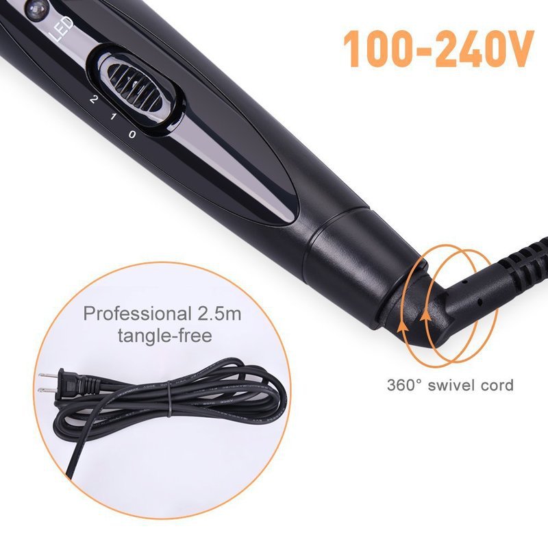 6-in-1 Interchangeable Ceramic Curling Wand Set, close-up product view