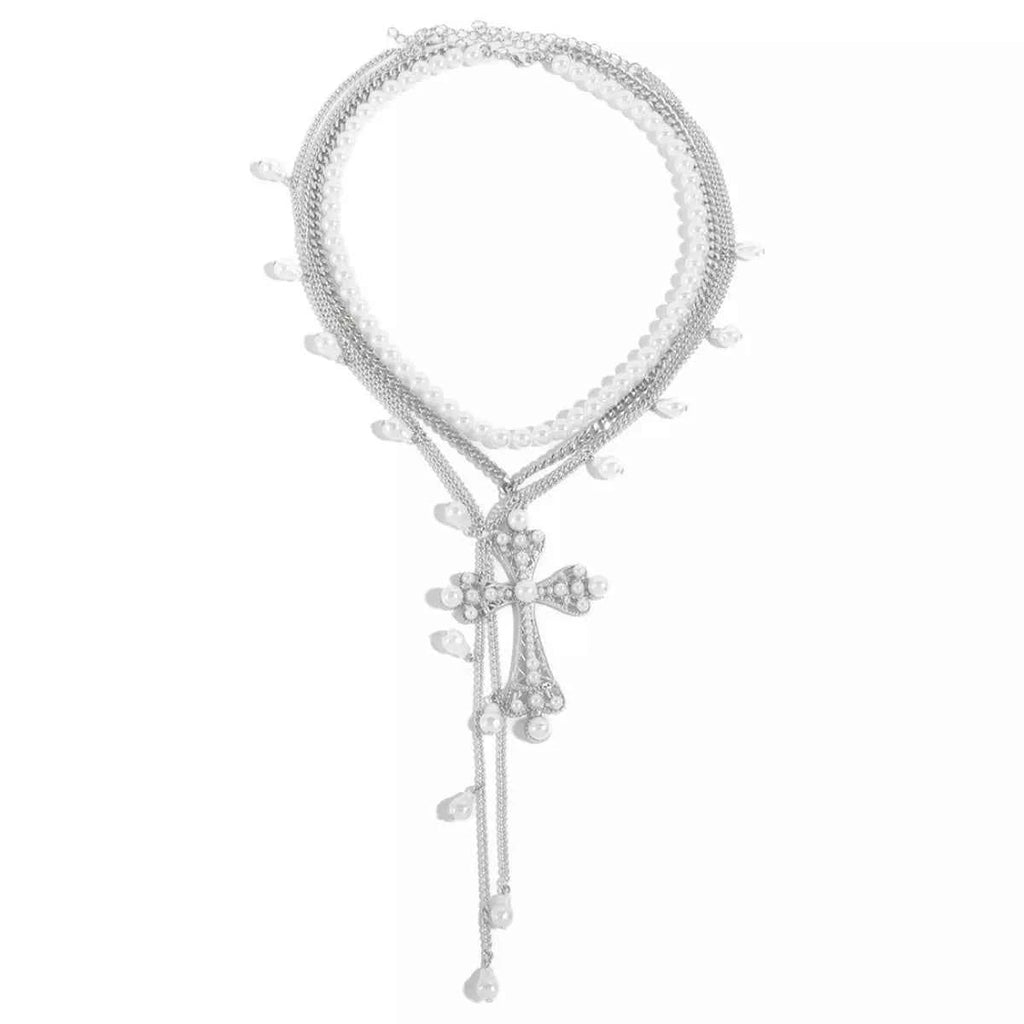 Cross pendant pearl necklace three-piece set — additional view 8