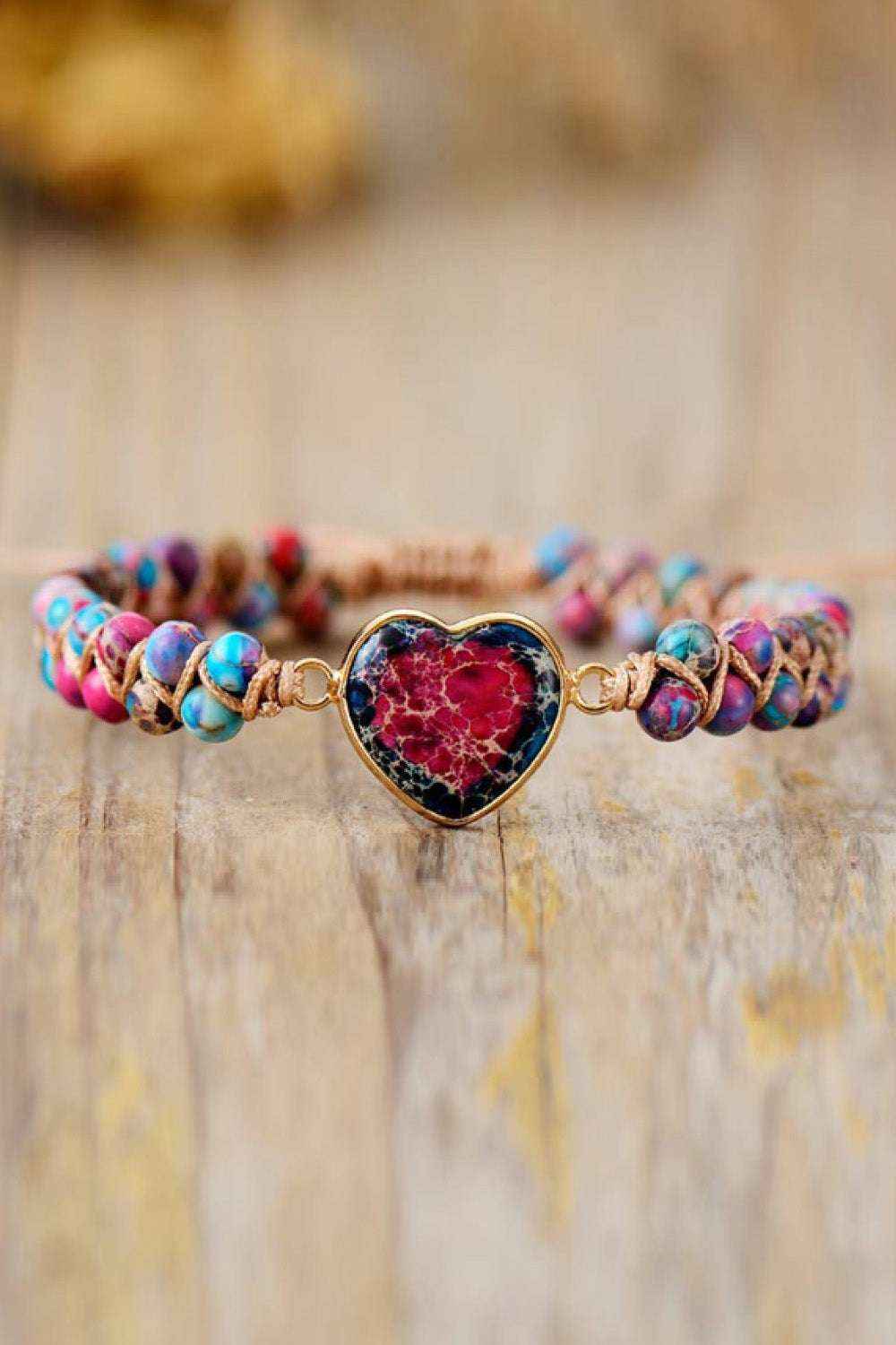 Handmade heart stone beaded bracelet — additional view 10