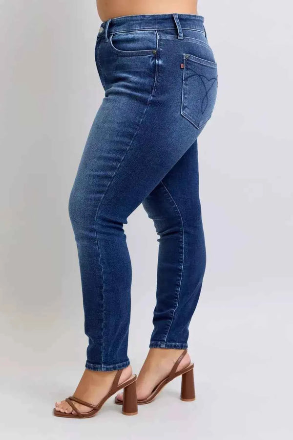 Plus Size Washed Thermal Skinny Jeans-Jeans-Splashis-Splashis