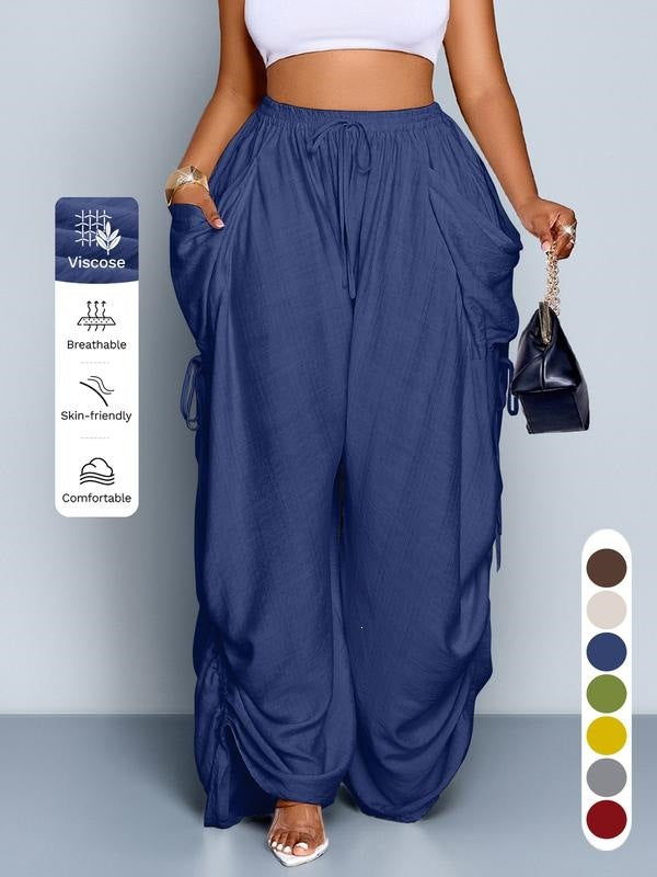 Retro pleated drawstring wide-leg pants product image