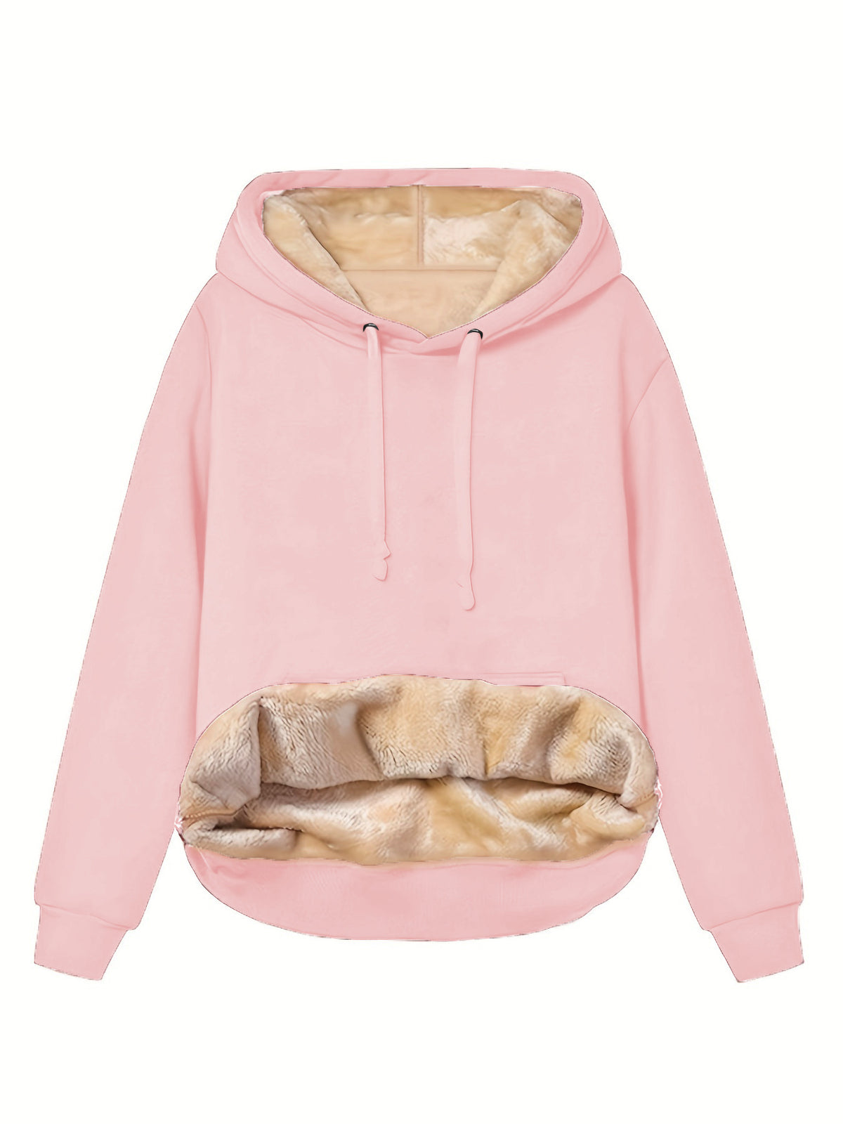 Pink fleece lined hooded sweatshirt for women