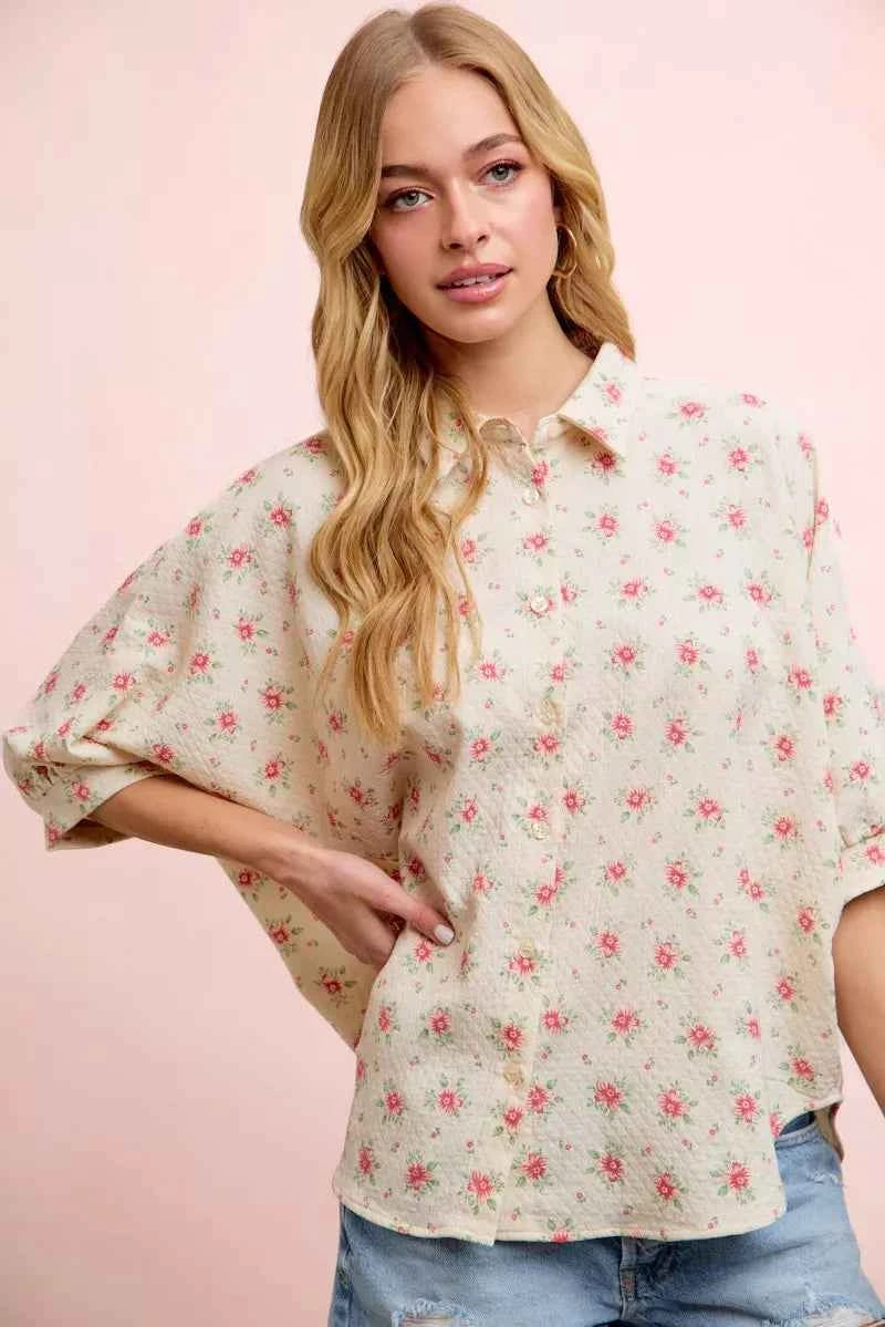 Flower print dolman blouse — additional view 2