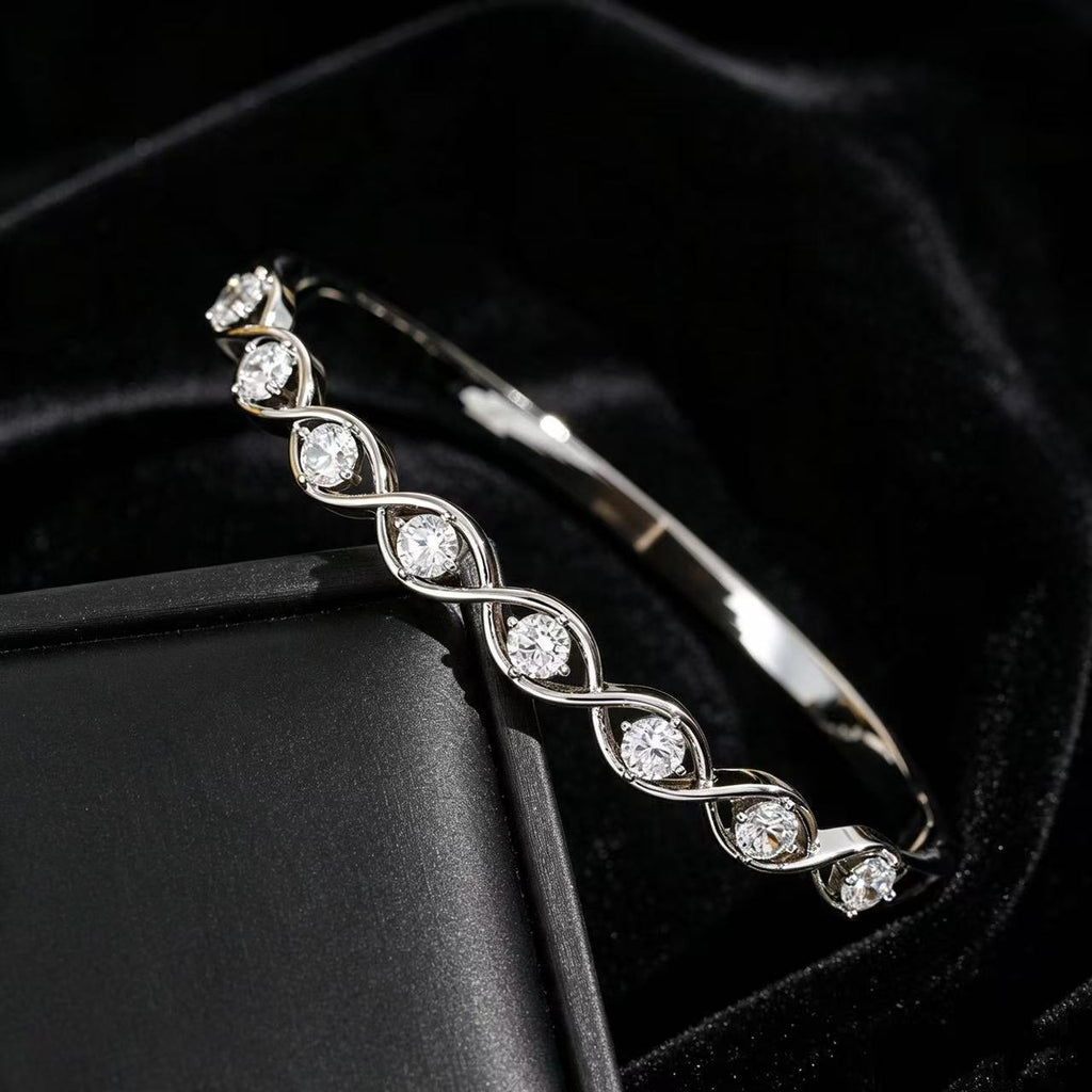 Product detail photo of Geometric Zircon Buckle Bangle, geometric zircon buckle bangle