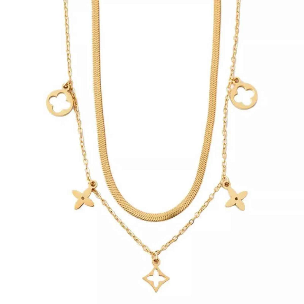 Double layered charm necklace in titanium steel — additional view 4