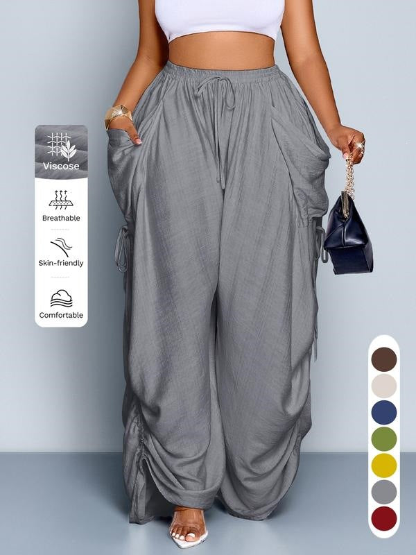 Retro pleated drawstring wide-leg pants product image