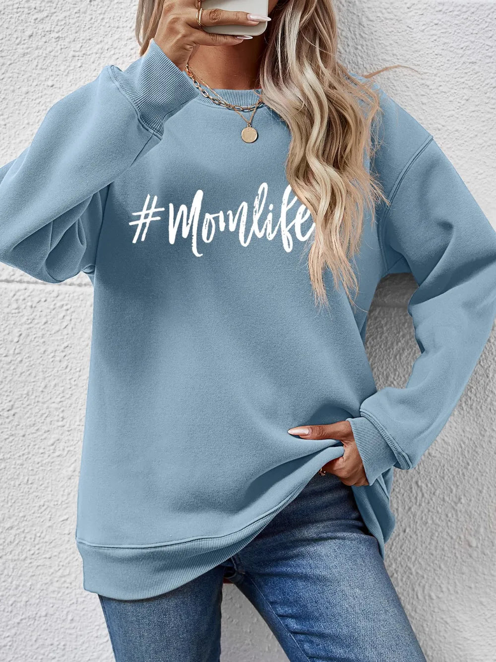 Letter Graphic Round Neck Sweatshirt view 10