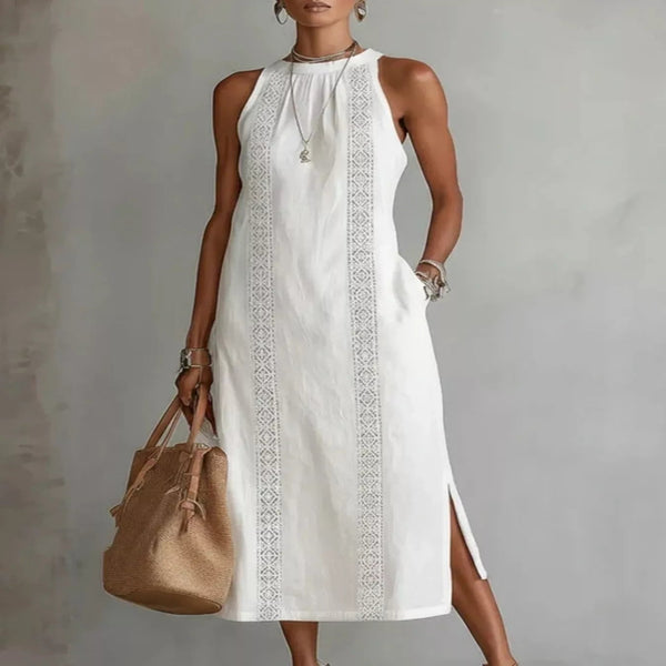Sleeveless Lace Trim Midi Dress Plus Size — primary view