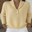 Model wearing the Full Size Button Detail Long Sleeve Sweater