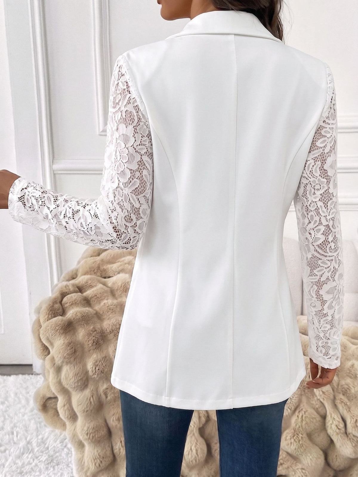 One-button lace-panel blazer for women, image 6