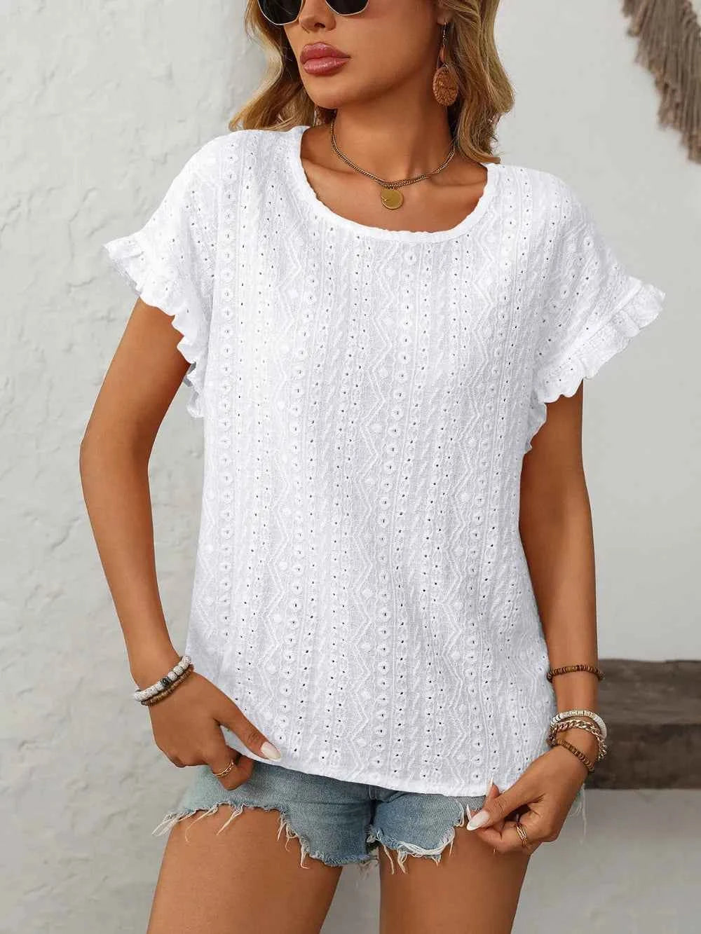 Eyelet short sleeve top — additional view 8