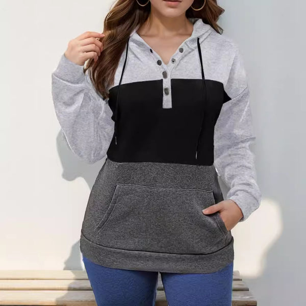 Women's Color Block Hooded Sweatshirt-Splashis, alternate view 2
