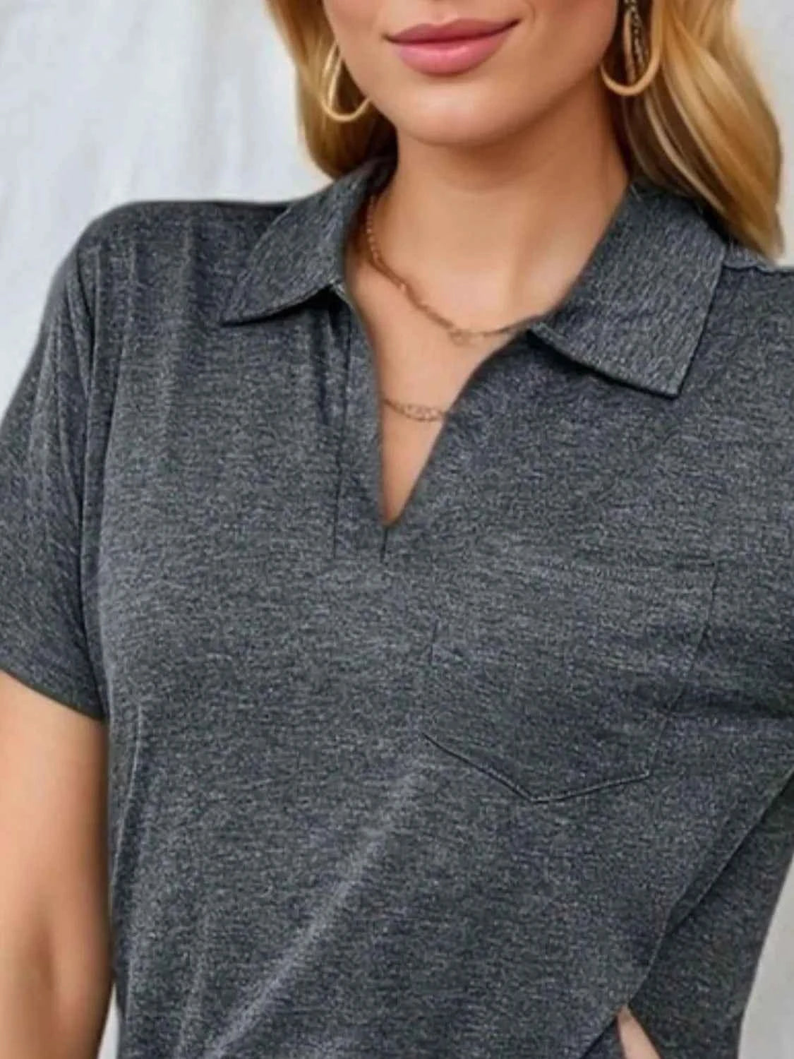Johnny collar short sleeve top — additional view 3