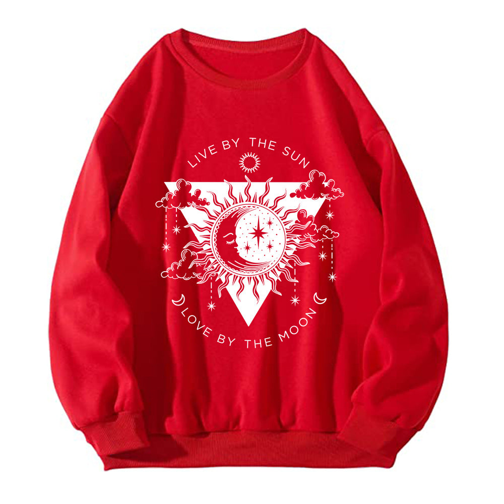 Red cartoon graphic print sweatshirt for women