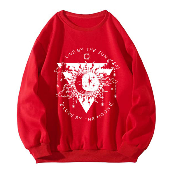 Red cartoon graphic print sweatshirt for women