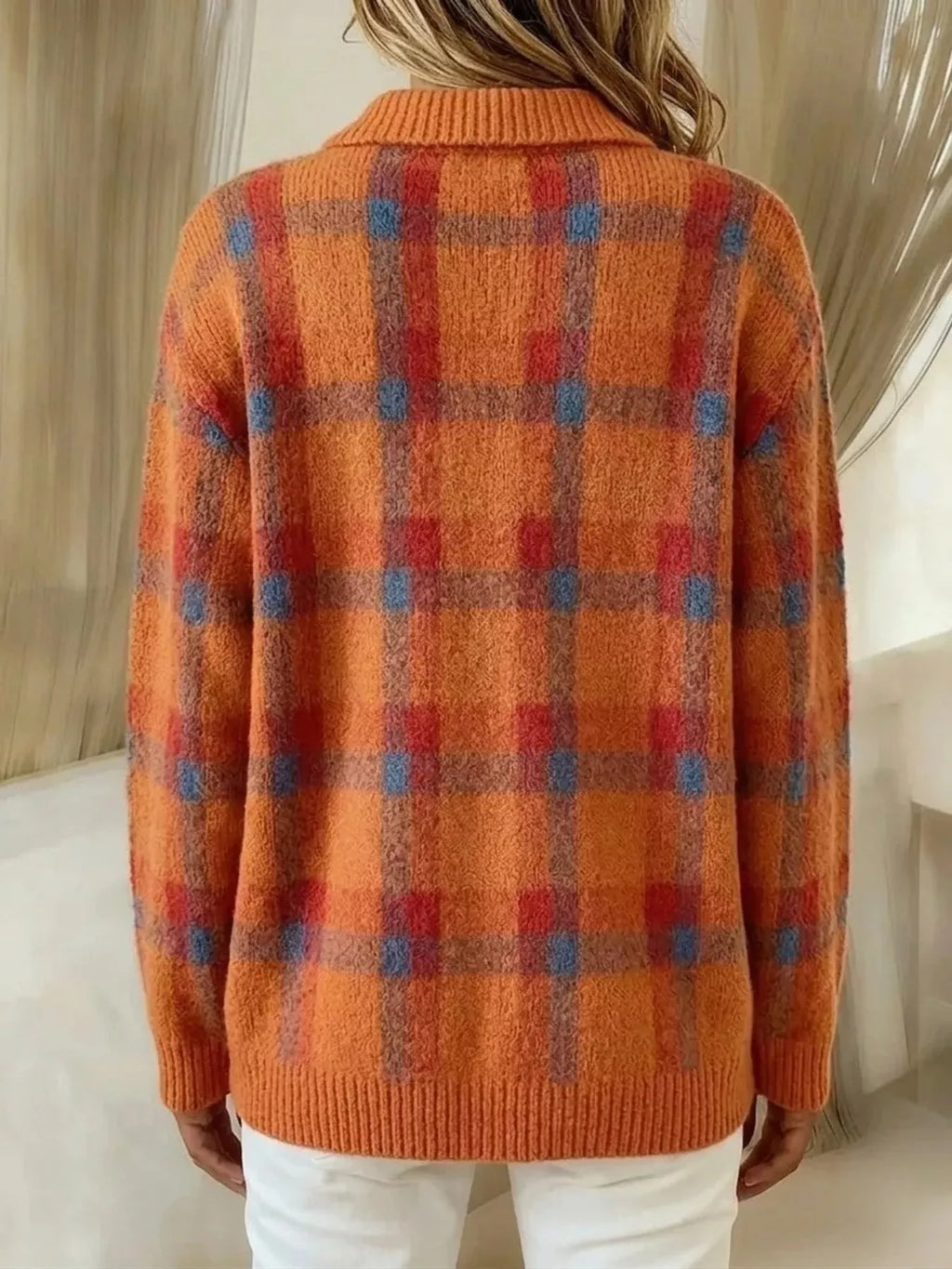 Plaid button-up cardigan — additional view 3